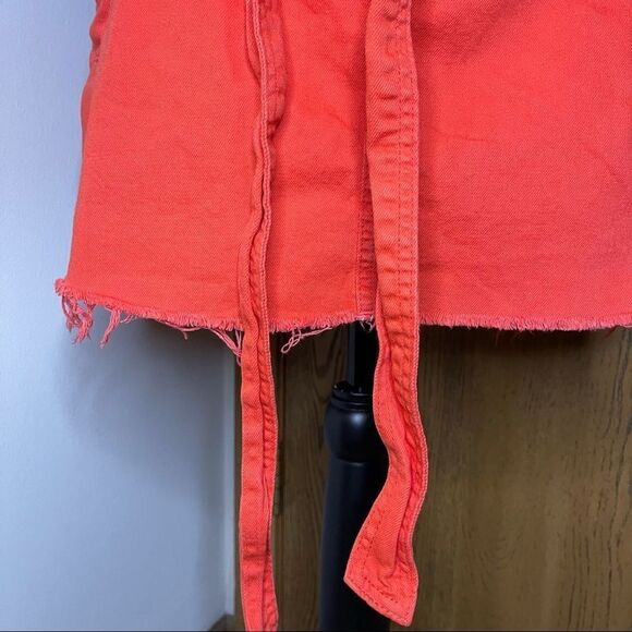 BDG UO Red Distressed Belted Tie Jean Skirt Medium - Picture 4 of 6